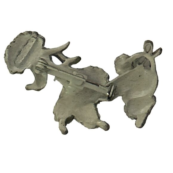 Vintage Gerry’s Poodle Brooch Pin Silver-Tone With Red Accents - Picture 2 of 5